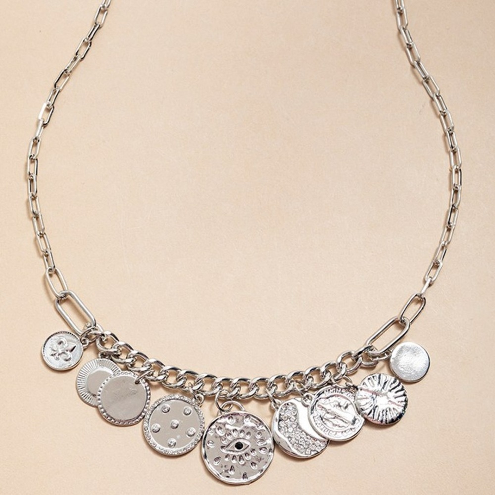 New Francesca’s Nicole Mixed Coin Charm Pendant Necklace - Picture 2 of 3